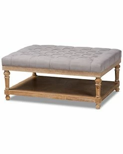 Baxton Studio Lindsey Modern & Rustic Upholstered Wood Cocktail Ottoman Home