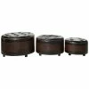 Peyton Lane Set Of 3 Traditional Round Wood Storage Ottoman Home -Shop Style Sales 3050026468 RLLD 1