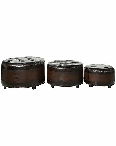 Peyton Lane Set Of 3 Traditional Round Wood Storage Ottoman Home 3 Peyton Lane Set Of 3 Traditional Round Wood Storage Ottoman Home