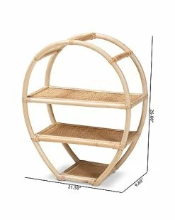 Baxton Studio Ruana Rattan 3-Tier Display Shelf Home -Shop Style Sales 3050050430 RLLD 3