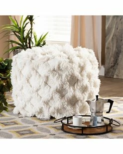 Baxton Studio Asuka Fringe Pouf Ottoman Home -Shop Style Sales 3050058016 RLLD 4