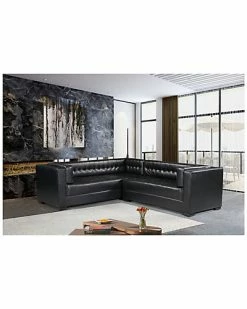 Chic Home Lorenzo Black Leather Left Sectional -Shop Style Sales 3050108624 RLLD 2