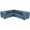 Chic Home Lorenzo Navy Leather Left Sectional