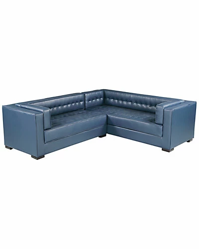 Chic Home Lorenzo Navy Leather Right Sectional 3 Chic Home Lorenzo Navy Leather Right Sectional