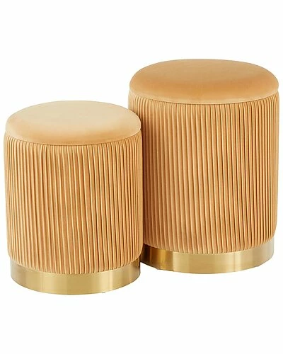 Lumisource Set Of 2 Marla Nesting Pleated Ottomans Home 3 Lumisource Set Of 2 Marla Nesting Pleated Ottomans Home