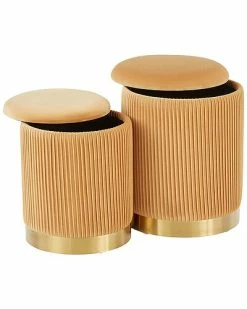 Lumisource Set Of 2 Marla Nesting Pleated Ottomans Home 5 Lumisource Set Of 2 Marla Nesting Pleated Ottomans Home -Shop Style Sales 3050111067 RLLD 2