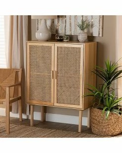 Baxton Studio Maclean Rattan 2-Door Storage Cabinet Home -Shop Style Sales 3050112696 RLLD 2