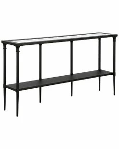 Abraham + Ivy Nellie 55In Blackened Bronze Console Table With Solid Metal Shelf Home