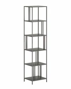 Abraham + Ivy Ernest 18In Wide Gunmetal Gray Bookcase Home