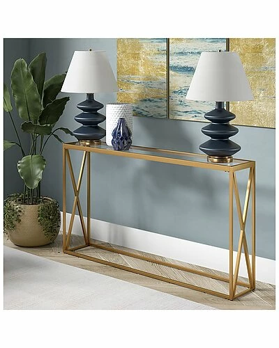 Abraham + Ivy Lo 55In Brass Finish Console Table Home 4 Abraham + Ivy Lo 55In Brass Finish Console Table Home - Image 2