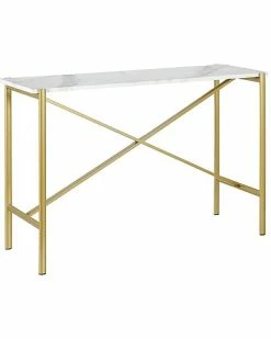 Abraham + Ivy Braxton Gold Finish Console Table With Faux Marble Top Home