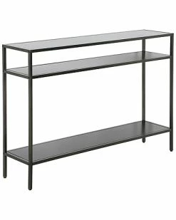 Abraham + Ivy Ricardo Gunmetal Gray Console Table With Metal Shelves Home