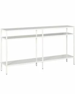 Abraham + Ivy Sivil 55In Matte White Console Table With Metal Shelves Home