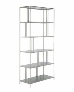 Abraham + Ivy Ernest 34In Wide Silver Bookcase Home