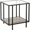 Abraham + Ivy Vireo Blackened Bronze Side Table With Gray Oak Shelf Home