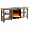 Abraham + Ivy Sawyer Gray Oak Tv Stand With Crystal Fireplace Insert Home -Shop Style Sales 3050113066 RLLD 1