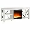 Abraham + Ivy Sawyer White TV Stand With Crystal Fireplace Insert Home