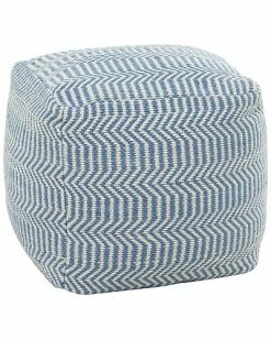 Peyton Lane Blue Polyester Bohemian Pouf Home