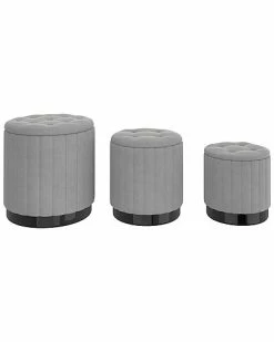 Worldwide Home Furnishings 3Pc Velvet Storage Ottoman Set