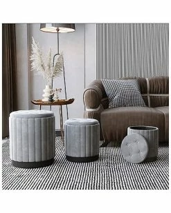Alternative view of Worldwide Home Furnishings 3Pc Velvet Storage Ottoman Set