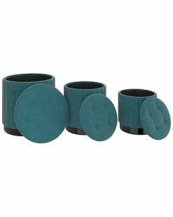 Worldwide Home Furnishings 3Pc Velvet Storage Ottoman Set -Shop Style Sales 3050126891 RLLD 3