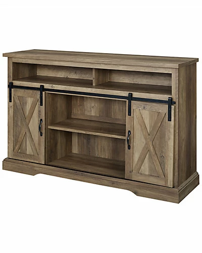 Hewson 52in Wood Tall Sliding Barn Door Media Stand Home 3 Hewson 52in Wood Tall Sliding Barn Door Media Stand Home