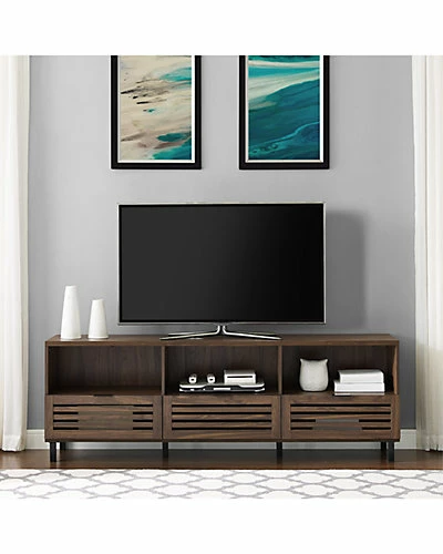 Hewson 70in Modern Wood Slat Door TV Stand Storage Console Home 4 Hewson 70in Modern Wood Slat Door TV Stand Storage Console Home - Image 2