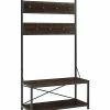Hewson 72in Industrial Metal And Wood Storage Accent Hall Tree Home