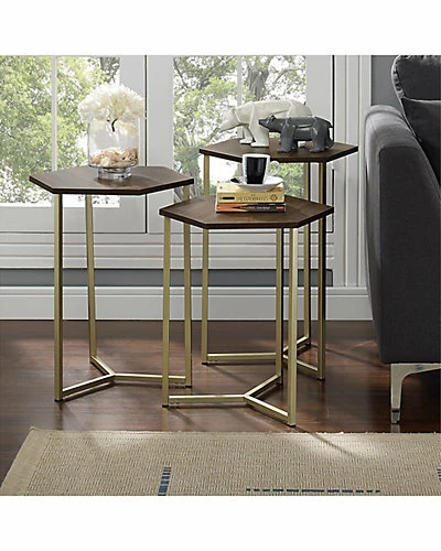 Hewson Set Of 3 Glam Nesting Side End Tables Home 4 Hewson Set Of 3 Glam Nesting Side End Tables Home - Image 2