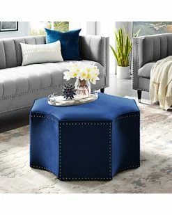 Nicole Miller Rey Velvet Octagon Cocktail Ottoman Home -Shop Style Sales 3050134589 RLLD 3