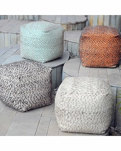 Uttermost Valda Gray Wool Pouf Home 4 Uttermost Valda Gray Wool Pouf Home - Image 2
