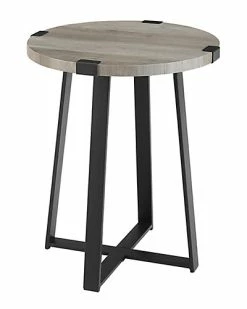 Hewson 18in Farmhouse Round Side End Table Home