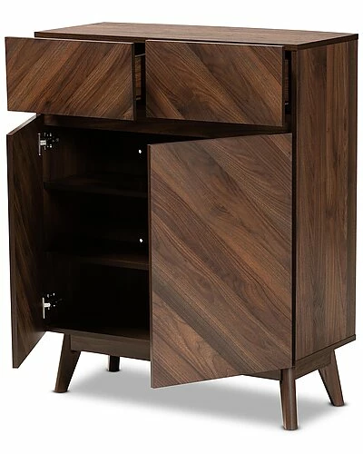 Design Studios Hartman Mid-Century Modern Walnut Brown Finished Wood Shoe Cabinet Home 4 Design Studios Hartman Mid-Century Modern Walnut Brown Finished Wood Shoe Cabinet Home - Image 2