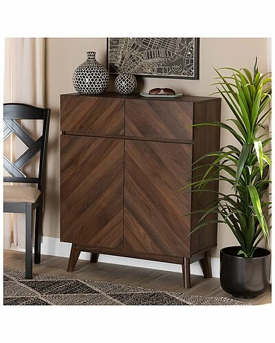 Design Studios Hartman Mid-Century Modern Walnut Brown Finished Wood Shoe Cabinet Home 9 Design Studios Hartman Mid-Century Modern Walnut Brown Finished Wood Shoe Cabinet Home - Image 7