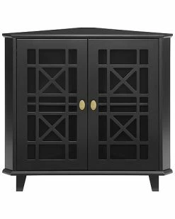 Hewson Fretwork Black Corner Accent Cabinet Home