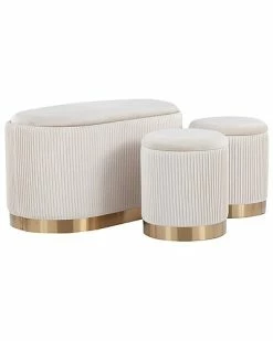 Lumisource Set Of 2 Marla Deluxe Nesting Pleated Ottomans Home