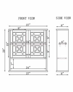 Alaterre Derby 27in Wall Mounted Bath Storage Cabinet With Glass Cabinet Doors And Shelf Home -Shop Style Sales 3050197222 RLLD 3