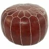 Peyton Lane Brown Bohemian Leather Pouf Home