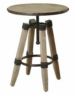 StyleCraft Hanley Distressed Wood And Metal Round Accent Table Home