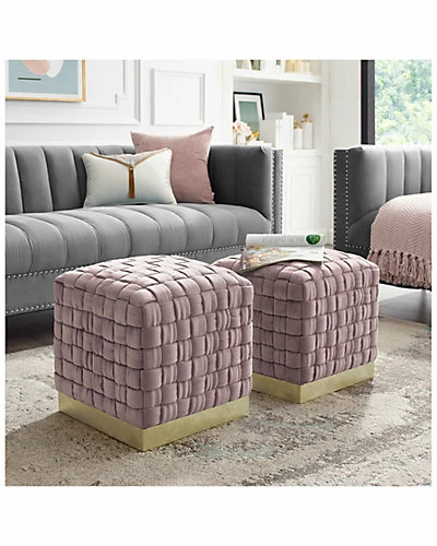 Nicole Miller Griffin Velvet Ottoman Home 4 Nicole Miller Griffin Velvet Ottoman Home - Image 2