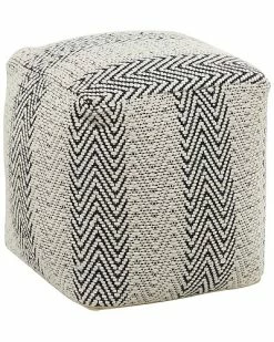 Peyton Lane White Polyester Bohemian Pouf Home
