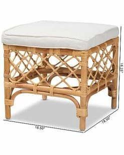 Baxton Studio Orchard Upholstered Rattan Ottoman Home -Shop Style Sales 3050250950 RLLD 3