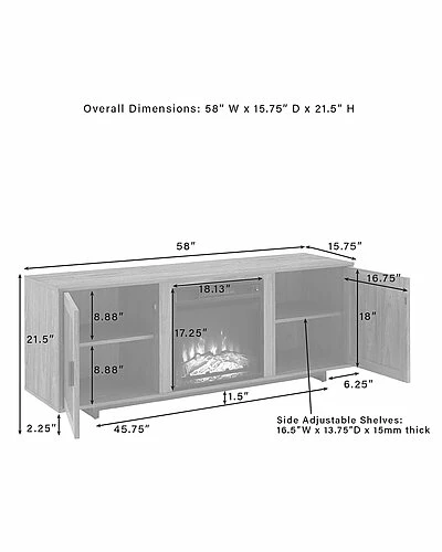 Crosley Furniture Silas 58in Low-Profile TV Stand W/Fireplace Home 5 Crosley Furniture Silas 58in Low-Profile TV Stand W/Fireplace Home - Image 3