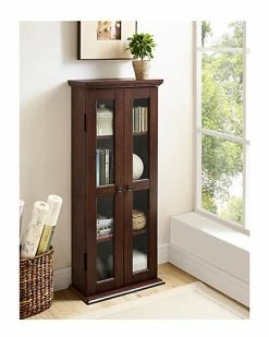 Hewson 41in Wood Media Storage Tower Cabinet Home