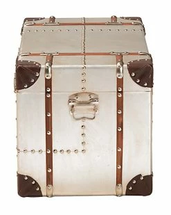 Design Studios Bechet French Industrial Silver Metal Storage Trunk Home -Shop Style Sales 3050271499 RLLD 3