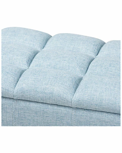 Design Studios Brette Modern Finished Wood Storage Bench Ottoman Home Light Blue 8 Design Studios Brette Modern Finished Wood Storage Bench Ottoman Home Light Blue - Image 6