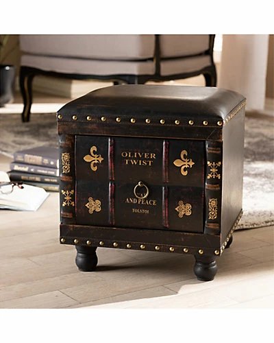 Design Studios Charlier Rustic Antique Inspired Upholstered Wood Storage Ottoman Home Dark Brown 4 Design Studios Charlier Rustic Antique Inspired Upholstered Wood Storage Ottoman Home Dark Brown - Image 2