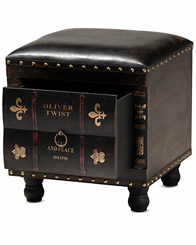 Design Studios Charlier Rustic Antique Inspired Upholstered Wood Storage Ottoman Home Dark Brown 5 Design Studios Charlier Rustic Antique Inspired Upholstered Wood Storage Ottoman Home Dark Brown - Image 3