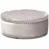 Design Studios Iglehart Light Velvet Tufted Cocktail Ottoman Home Slate Gray