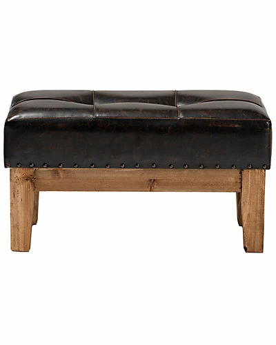 Design Studios Lenza Rustic Upholstered 2pc Wood Ottoman Set Home Dark Brown/golden Oak 5 Design Studios Lenza Rustic Upholstered 2pc Wood Ottoman Set Home Dark Brown/golden Oak - Image 3